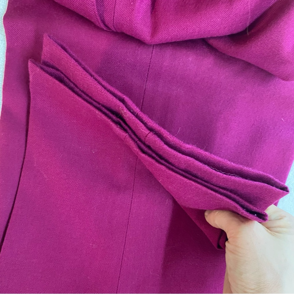 Vintage Gaytown Fuchsia Wool Pleated Front Trouser Pants 12 - Picture 9 of 16